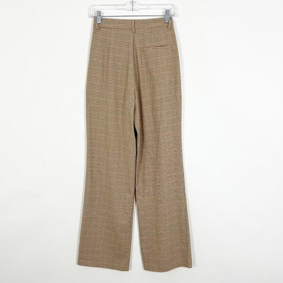 Zara Plaid High Waisted Wide Leg Trousers Brown Size XS - Picture 3 of 4